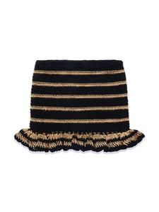 Nessi Byrd Kids Yulia striped crochet cotton skirt - Zwart