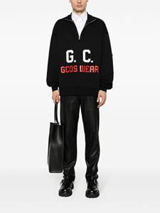 Gcds logo-print half-zipped sweatshirt - Zwart