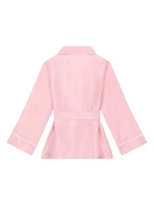 Dolce & Gabbana Kids logo-embroidered silk blouse - Roze
