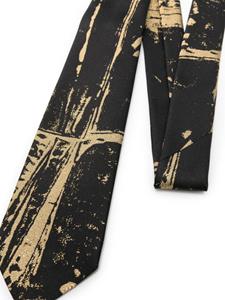 Alexander McQueen abstract-print silk tie - Zwart