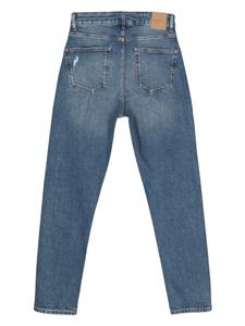 BOSS distressed tapered jeans - Blauw