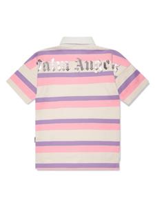 Palm Angels Kids stripe-print logo-print polo shirt - Roze