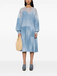 Ermanno Scervino Midi-jurk met kanten vlakken - Blauw