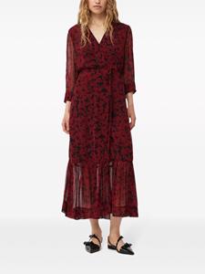 GANNI Gewikkelde midi-jurk met botanische print - Rood