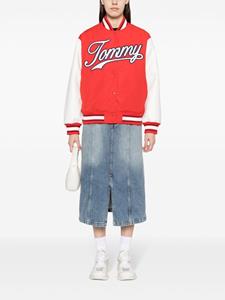 Tommy Jeans logo-embroidered denim skirt - Blauw