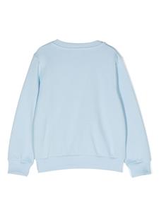Balmain Kids logo-embroidered cotton sweatshirt - Blauw