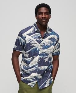 Superdry Male Hawaiian Overhemd met Korte Mouwen Blauw