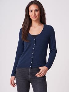 REPEAT cashmere Basic fijngebreid vest met V-hals van biologisch cashmere