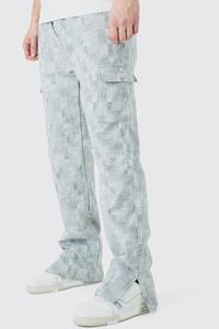 Boohoo Elasticated Waist Split Hem Texture Cargo Trouser, Grey