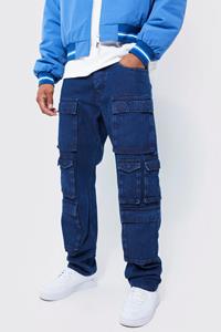 Boohoo Gebleekte Baggy Cargo Jeans Met Zakken, Indigo