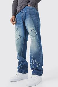 Boohoo Baggy Gekruiste Jeans Met Onbewerkte Zoom, Antique Wash