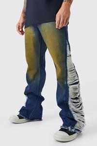 Boohoo Extreem Gescheurde Onbewerkte Flared Baggy Jeans, Indigo