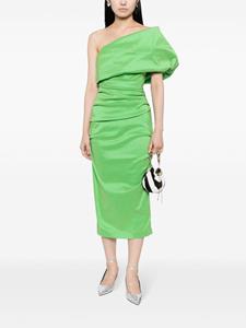 Rachel Gilbert Kat ruched asymmetric midi dress - Groen