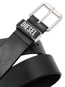 Diesel logo-plaque leather belt - Zwart