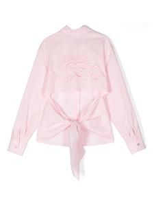 MSGM Kids Katoenen popeline shirt met geborduurd logo - Roze