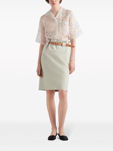 Prada gathered belted leather skirt - Beige