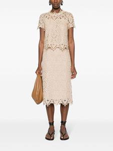 Ermanno Scervino embroidered cut-out detailed midi skirt - Beige