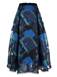 Talbot Runhof geometric pattern layered organza midi skirt - Zwart