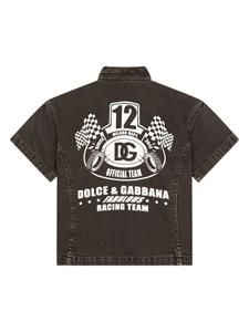 Dolce & Gabbana Kids Katoenen shirt met logoprint - Bruin