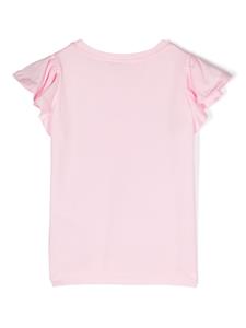 Monnalisa T-shirt met ruchemouwen - Roze