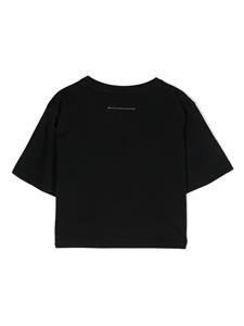 MM6 Maison Margiela Kids Cropped T-shirt met patch - Zwart