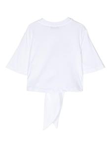 MSGM Kids beaded-detailed tied T-shirt - Wit