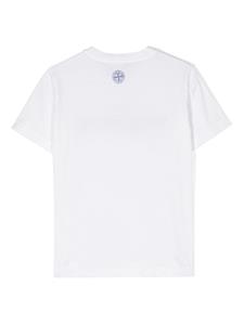 Stone Island Junior Katoenen T-shirt met logoprint - Wit