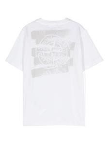 Stone Island Junior T-shirt met Compass-patroon - Wit
