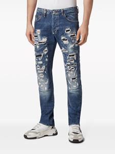 Philipp Plein Gerafelde jeans - Blauw