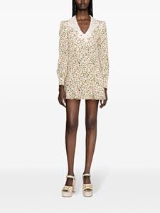 Alessandra Rich floral-print silk minidress - Beige