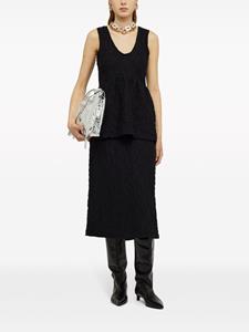 Jil Sander Midi-jurk met peplum taille en U-hals - 001 BLACK