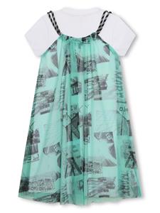 Dkny Kids Gelaagde A-lijn jurk met print - Groen