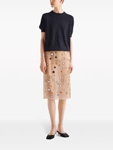 Prada Mirror-embellished organza midi-skirt - Beige