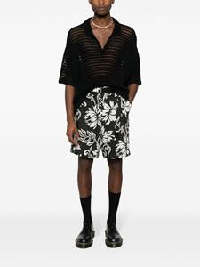 Sacai floral-print poplin shorts - Zwart