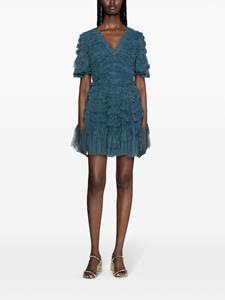 Needle & Thread Mini-jurk met ruches - Blauw
