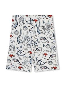 Kenzo Kids Katoenen bermuda shorts met print - Wit