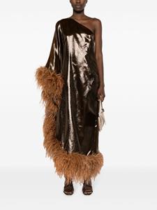 Taller Marmo Midi-jurk met veren afwerking - Bruin