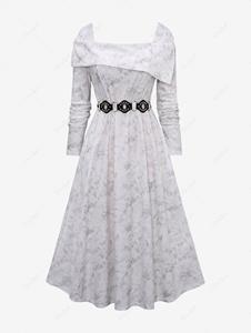 Rosegal Plus Size Turn Down Shawl Neck Rivet Belted Pocket Velvet A Line Midi Casual Dress