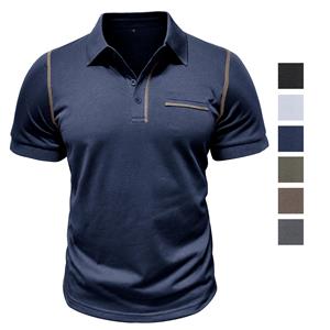 Bright Deer Men’s Polo Shirts Short Sleeves Chest Pocket Buttons Cotton Tennis Shirt Summer Menswear Tops Daily Casual T-Shirt