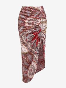 Zaful Ethnic Style Printed Cinched Midi Skirt