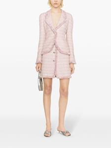 Giambattista Valli frayed high-waist tweed miniskirt - Roze