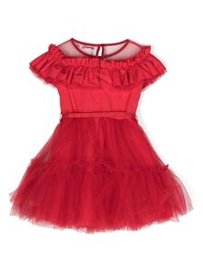 Monnalisa Gelaagde jurk met ceintuur - Rood