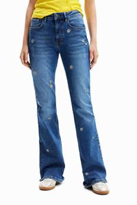 Desigual Flared jeans madeliefjes - BLUE