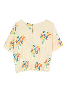 Bobo Choses floral-embroidery T-shirt - Geel