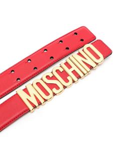 Moschino logo-plaque leather belt - Rood