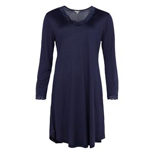 Lady Avenue Silk Jersey Nachtjapon, Kleur: Blauw