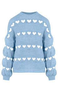 Jurkjes Hartjes Print Sweater Belle Babyblauw