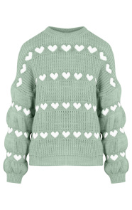 Jurkjes Hartjes Print Sweater Belle Mint