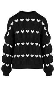 Jurkjes Hartjes Print Sweater Belle Zwart