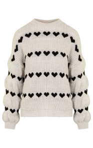 Jurkjes Hartjes Print Sweater Belle Beige